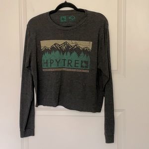 Hippytree Long Sleeve Graphic Crop Top Large